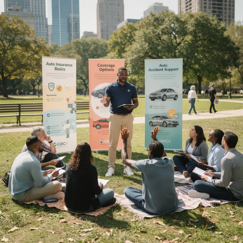 Stół do przeglądu polis ubezpieczeniowych z dokumentami przedstawiającymi jasne podsumowania ochrony.